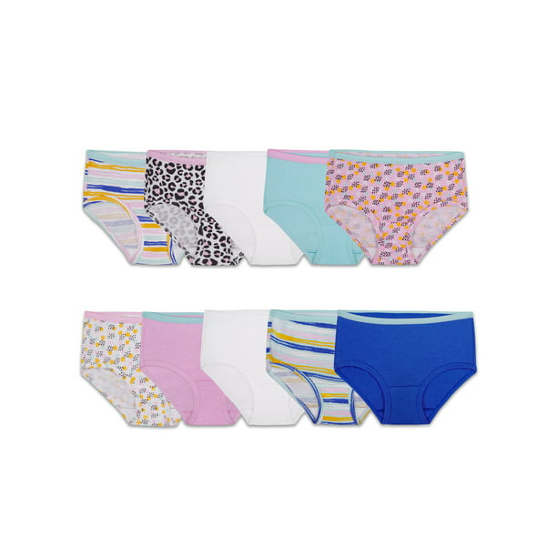 Hanes Girls Tagless 100% Cotton Briefs Breathable 10 Pack Underwear Size 12 16